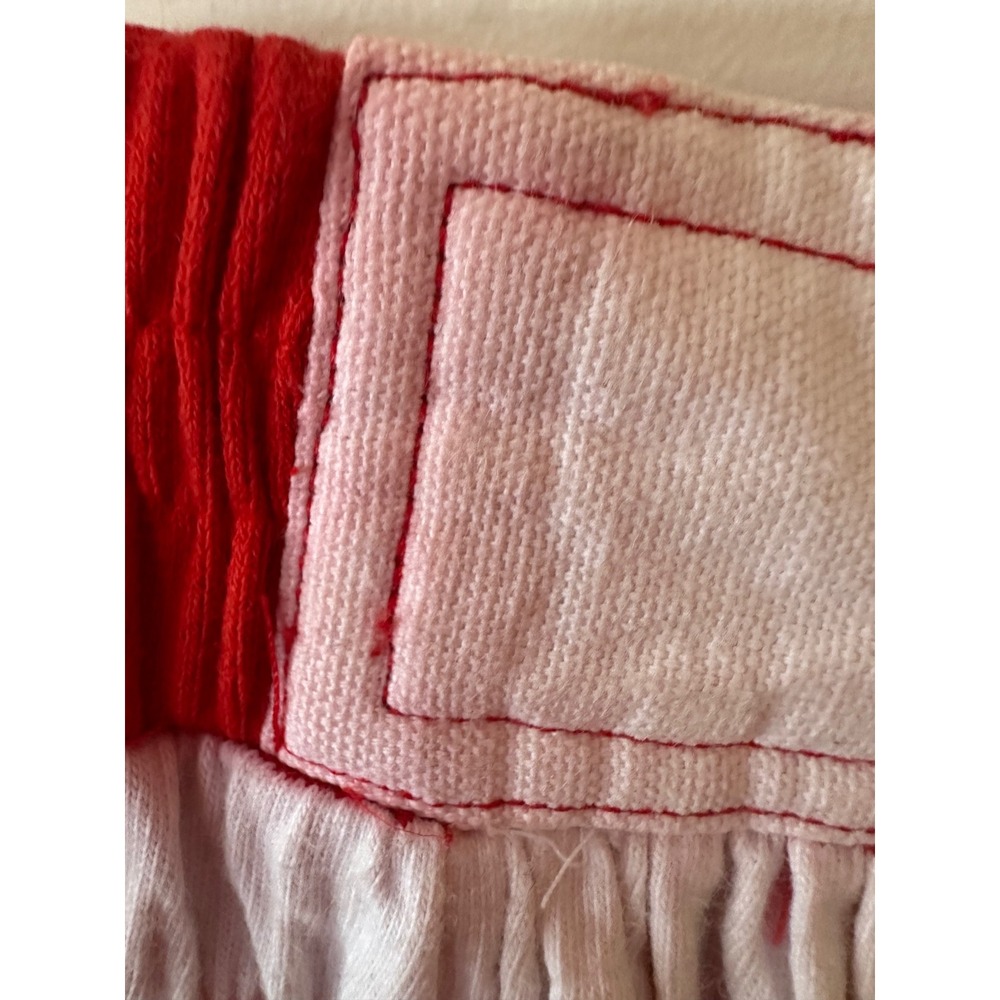 Phyllis Sues Vintage Red White Striped Crinkle Pants Tropical Patch Retro Small - Picture 11 of 16